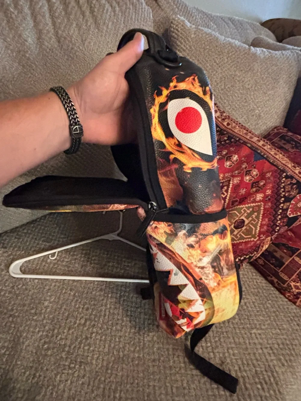 Authentic Sprayground Fire Money Shark Backpack Limited Edition EUC Rare